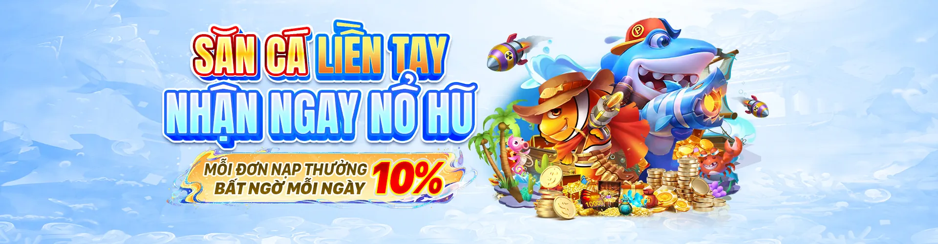 Hình ảnh game bắn cá 9club link với cảnh đại dương sống động và cá vàng